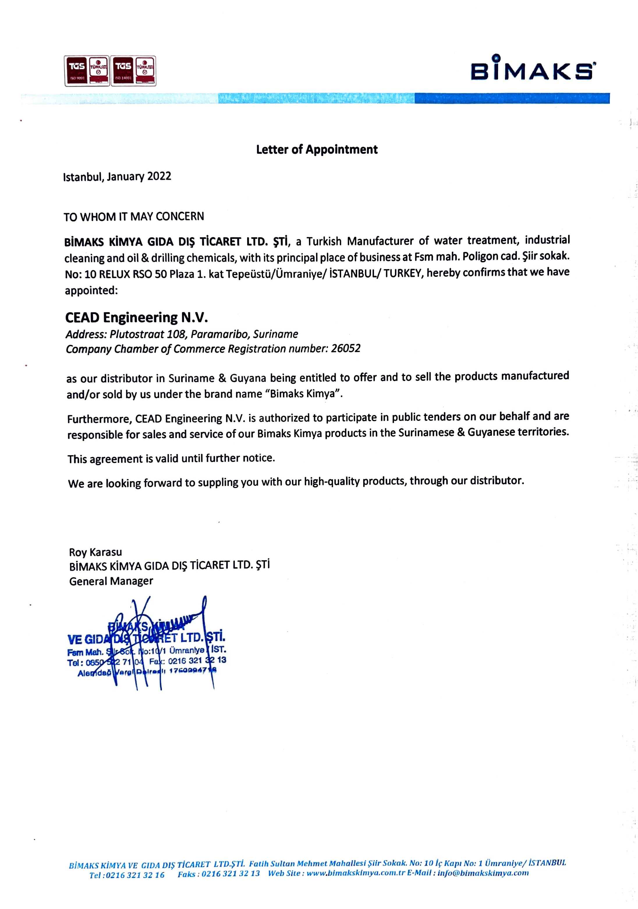 Letter of Appointment